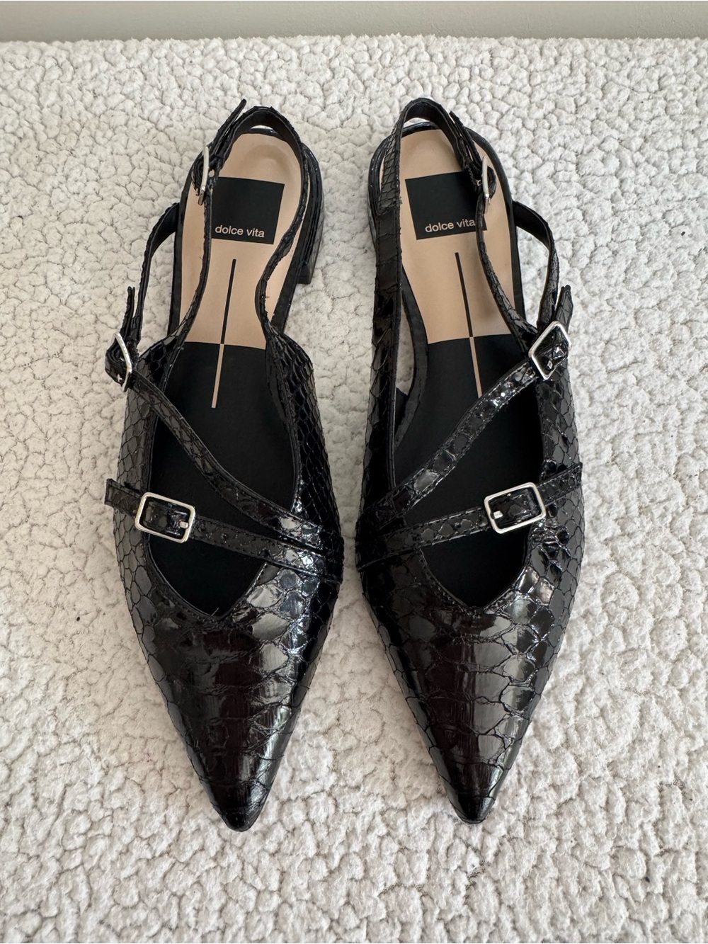 NWOB Dolce Vita Pamla Midnight Snake Slingback Flats Size 8